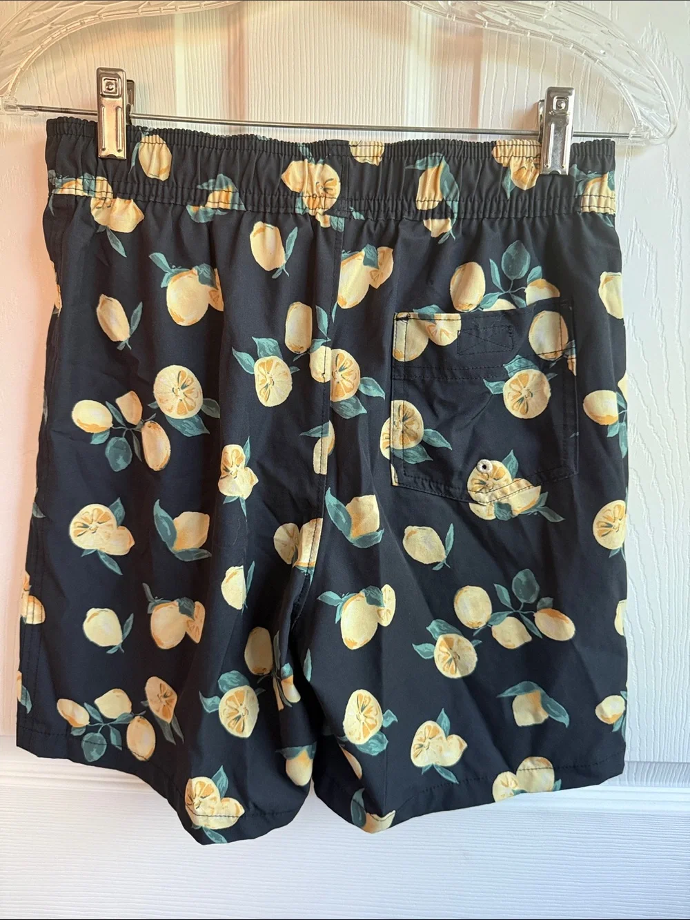 abercrombie kids size 13/14 Black Swim Trunks with Yellow Lemon Print